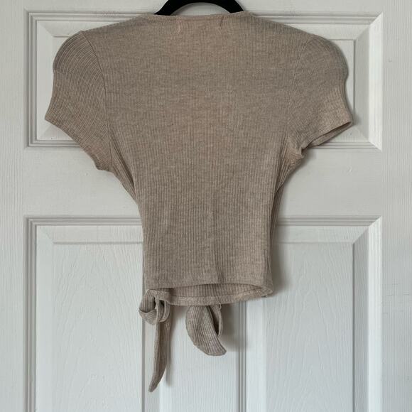 Project Social T x Urban Outfitters Ribbed Cropped Wrap Tee - Size XS - Picture 3 of 4
